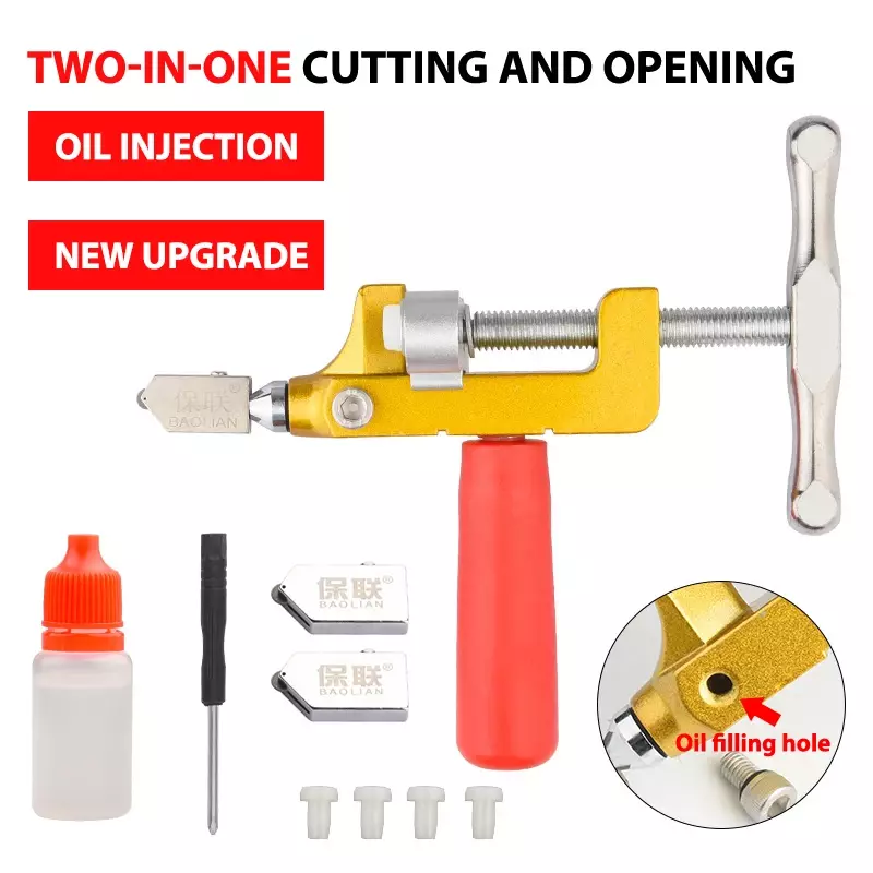Professional Handheld Hand Grip Head Oil-filled Diamond Glass Tile Cutter Function 2 In 1 Tools Multifunctional Roller Cutter