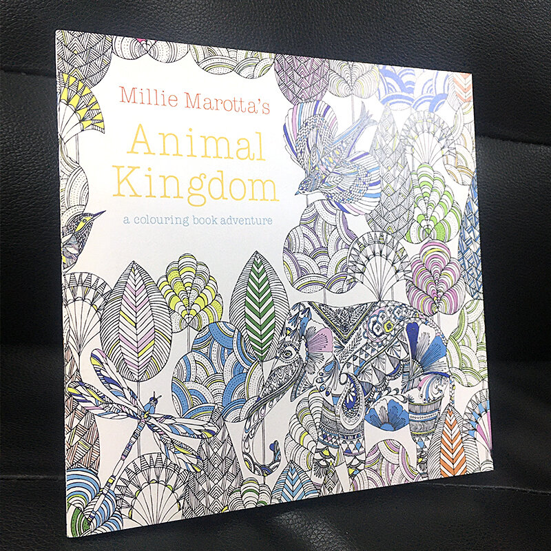 24 pagine Animal Kingdom edizione inglese libro da colorare Antistress per bambini adulti Graffiti pittura disegno Art Book