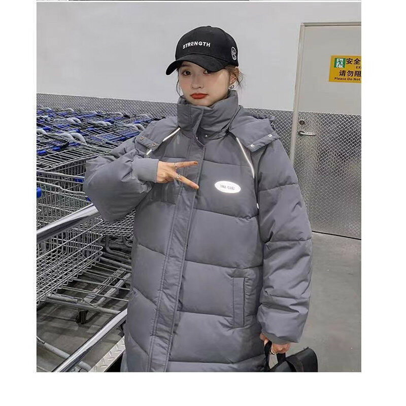 Модная зимняя куртка, пальто 2021, Корейская Молодежная зимняя теплая парка, повседневное модное студенческое пальто, короткая/длинная пуховая хлопковая куртка