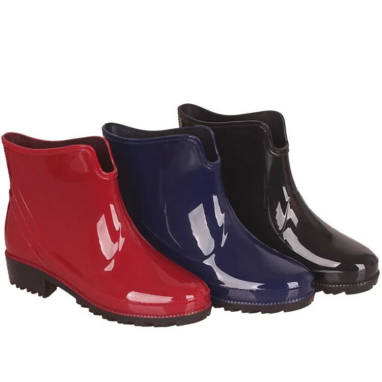 Botas de goma impermeables para mujer, botines de PVC, a la moda, con banda elástica, para lluvia, 6639
