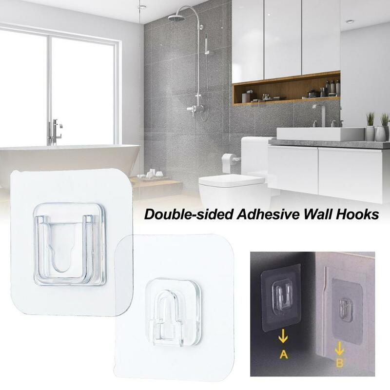 Ganchos adhesivos para pared, ganchos flexibles transparentes de doble cara