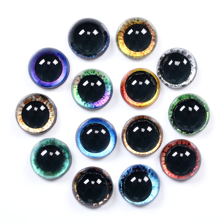 원형 유리 카보숑 인형 눈 사진, 평평한 뒷면, DIY 수제 쥬얼리, 20 개, 8mm, 10mm, 12mm, 14mm, 16mm, 18mm, 20mm