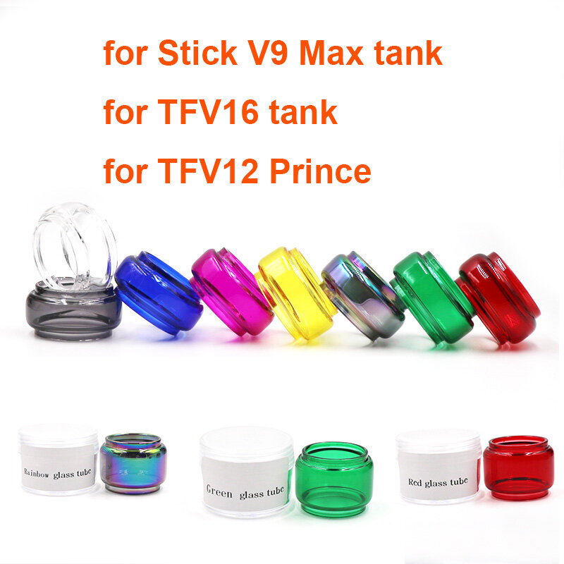 2 pièces Coloré 8 couleurs Remplacement Pyrex Verre Bulle Tube de Verre pour Bâton V9 Max pour TFV16 Réservoir pour TFV12 Prince Réservoir