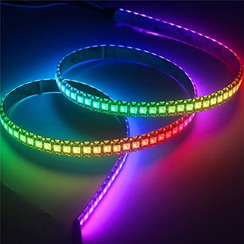 Tira de luces LED RGB 5050 a todo color, cinta programable direccionable individualmente, 30/60/144 píxeles, IC integrado, DC5V, WS2812