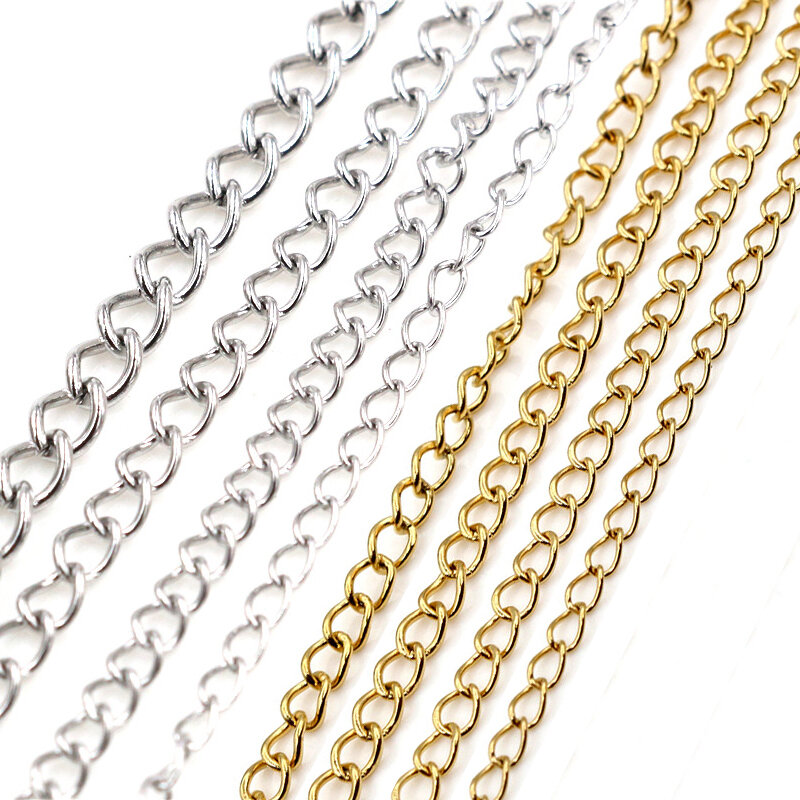 5 metros/lote nunca se decolora cadenas de collar de oro de acero inoxidable a granel para DIY resultados de joyería materiales de fabricación suministros hechos a mano