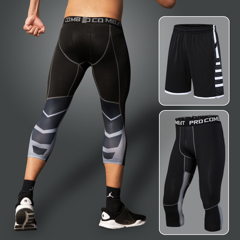 Compressão Running Sweatpants para homens, Leggings de ginástica, Calções de basquete e futebol, Calças apertadas fitness, Conjunto de roupas esportivas ao ar livre