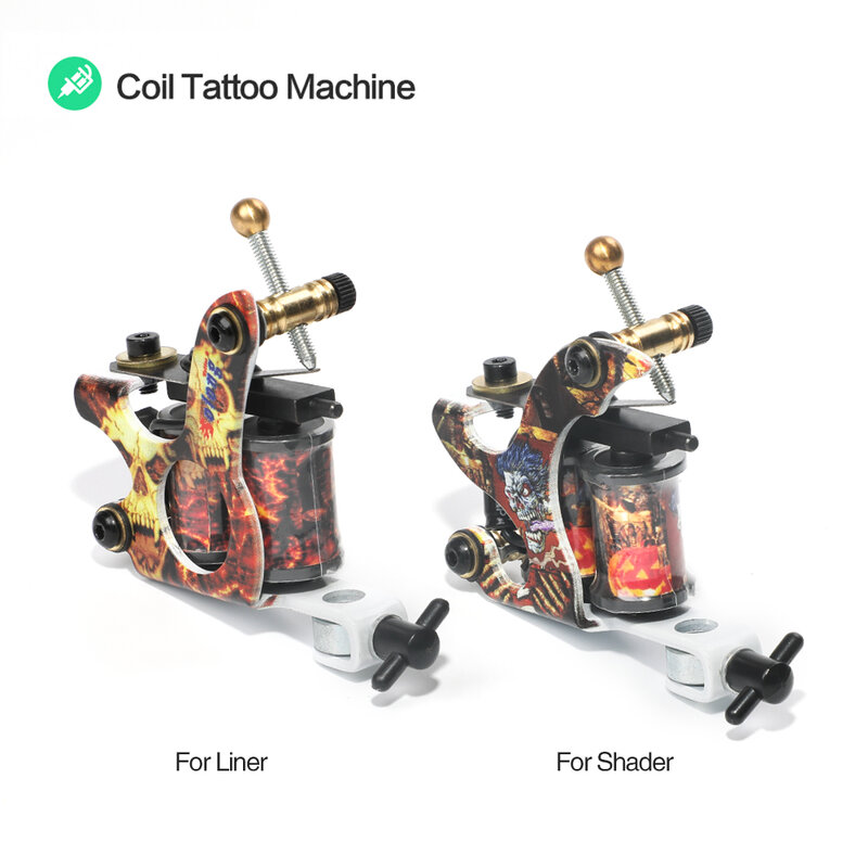 2 Coil Tattoo Machines for Liner and Shader KitS 5 Color Inks Power Supply Professional Tattoos Guns Set for Body Art TK215