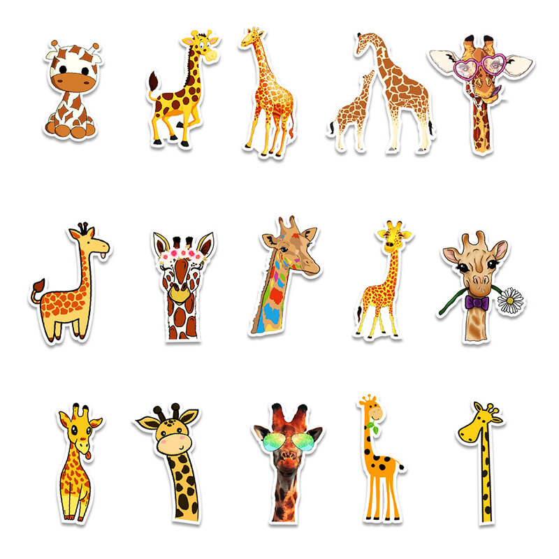 Autocollants en forme de girafe, lot de 10, 30 ou 50 pièces, pour ordinateur portable, bouteille d'eau, Graffiti, étanche, DIY bricolage, jouets pour enfants