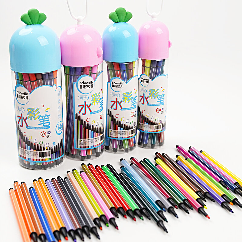Conjunto de canetinha marcador de arte multicolorida, para esboço e mangá, pincel de pintura em aquarela de 12 a 36 peças