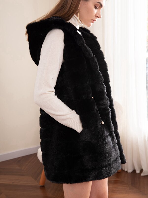 Womens Sleeveless Vest With Pockets Lapel Open Front Fleece Cardigan Sweater Fuzzy Jacket Coat Coats Woman Winter 2022
