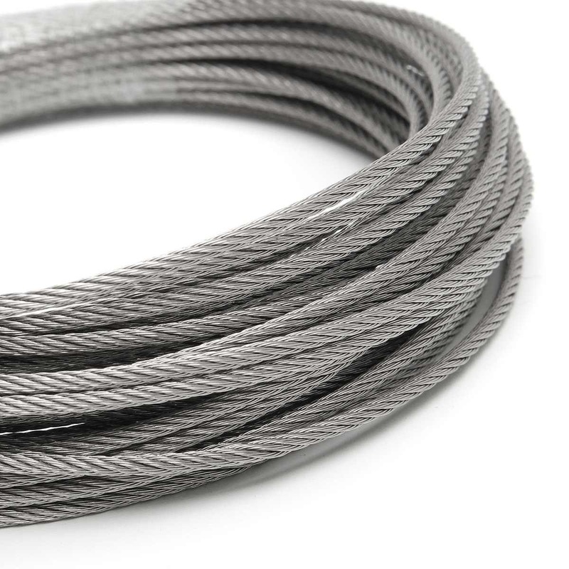 Cable de elevación de acero inoxidable, 100M, 50M, 304, 1mm, 1,5mm, 2mm de diámetro, cuerda desnuda, tendedero a prueba de óxido, 7x7
