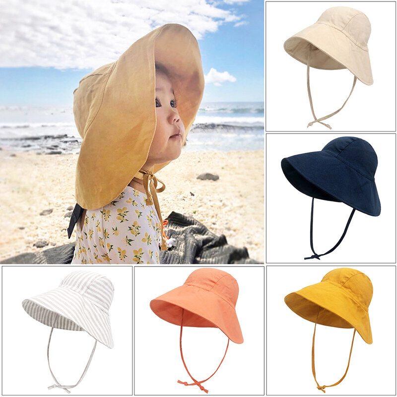 Big Brim Baby Sun Hat letnia wiosna dzieci kapelusz typu Bucket dla dziewczynek chłopcy bawełniana pościel dzieci Cap plaża podróży czapki dla dzieci czapki 2M-4Y