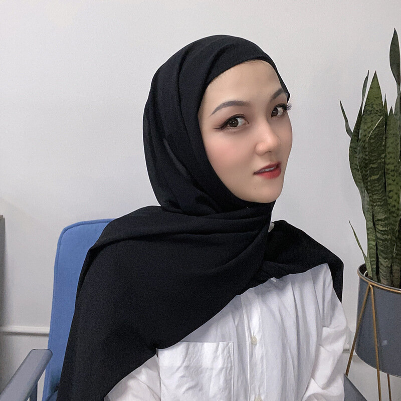 2 em 1 chiffon hijab cachecol com jérsei boné interno tudo em um terno para muçulmano feminino convinient lenço 25 novas cores