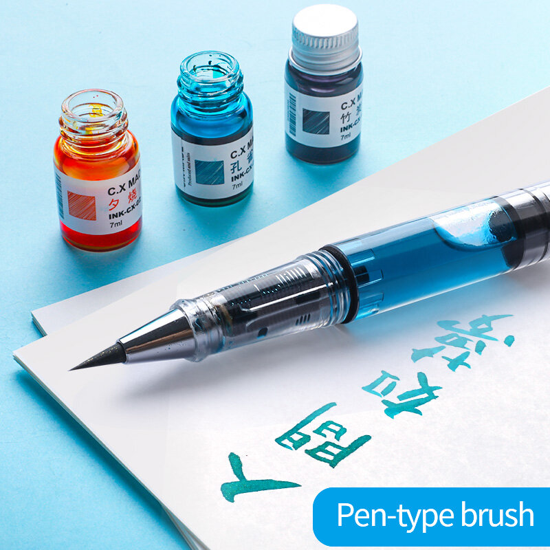 Chinese Transparent Beauty Calligraphy Ink Brush Pen Water Brush Refillable Ink Pen Art Supplies Writing Signature Tools Gift