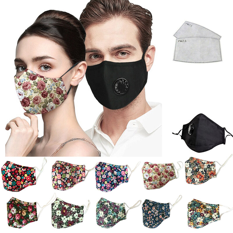 Amvie moda feminina máscaras reutilizáveis máscara lavável impressão máscaras de algodão