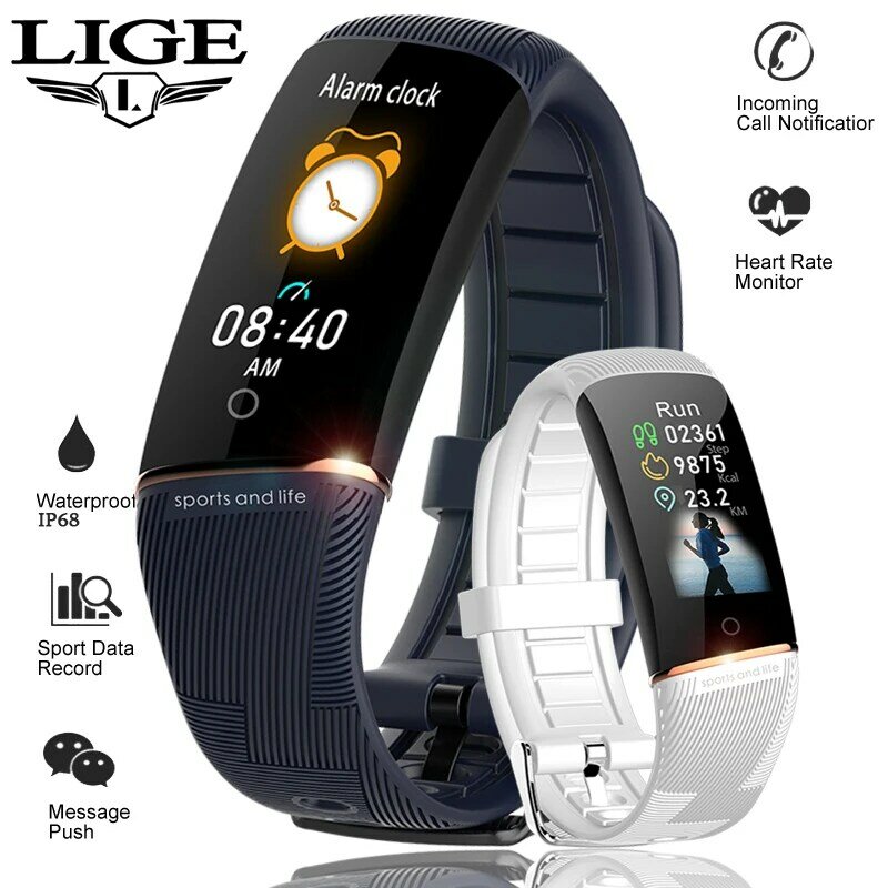 LIGE New Couple Smart Bracelet Waterproof Fitness Tracker Heart Rate Blood Pressure Monitor Sports Health Smart Watch fit bit