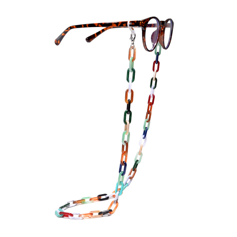 Kacamata Rantai Fashion Trendi Wajah Topeng Kalung Kacamata Lanyard Tali Leher Pemegang Massal Kacamata Akrilik Rantai untuk Pria Wanita