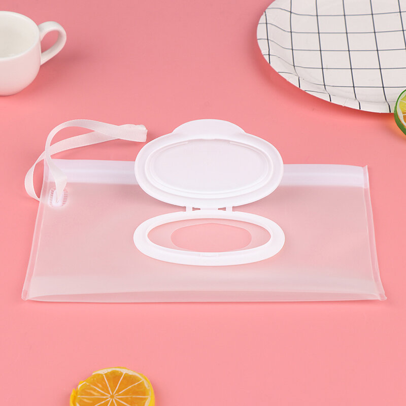 Kotak tisu bayi ramah lingkungan dapat digunakan kembali tas pembersih tas tangan mode membawa tas Clamshell tali jepret wadah tisu
