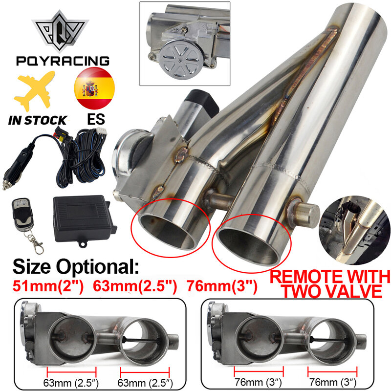 Universal 2" 2.25'' 2.5'' 3" Double Valve Electric Exhaust Cut Out Valve Exhaust Pipe Muffler Kit with Wireless Remote Control