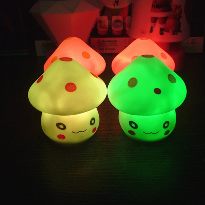 1PC Mini 7-Color Changing Mushroom LED Lamp Colorful Night Light Romantic Novelty Luminous Party Lights Baby Sleeping Nightlight