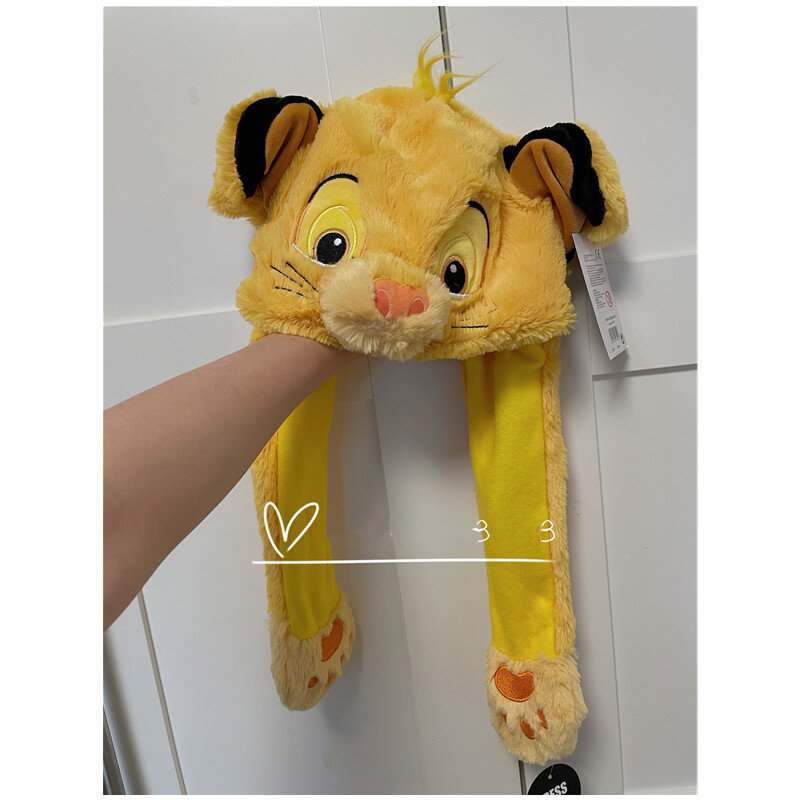 Disney The Lion King & Marie Cat & Stitch Plush หมวกตุ๊กตาตุ๊กตาหูสามารถย้ายของเล่น