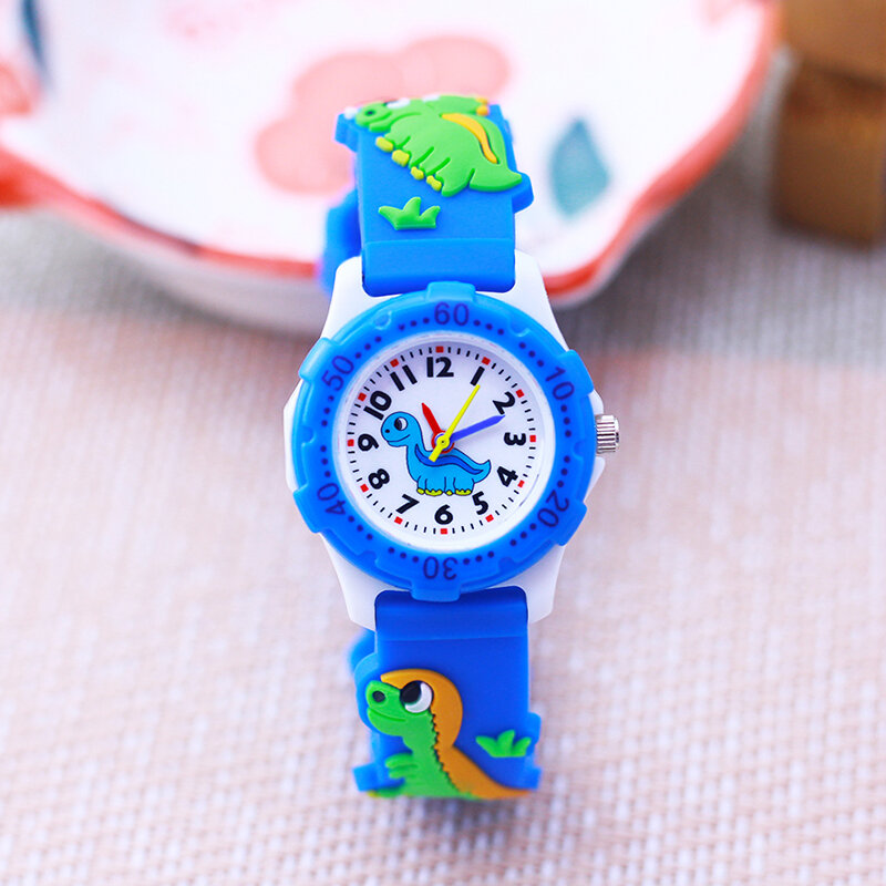 Relógio de quartzo impermeável infantil, crianças, dinossauro, mostrador rotativo, meninos, meninas, estudantes, relógio de pulso, marca de moda, 4 cores