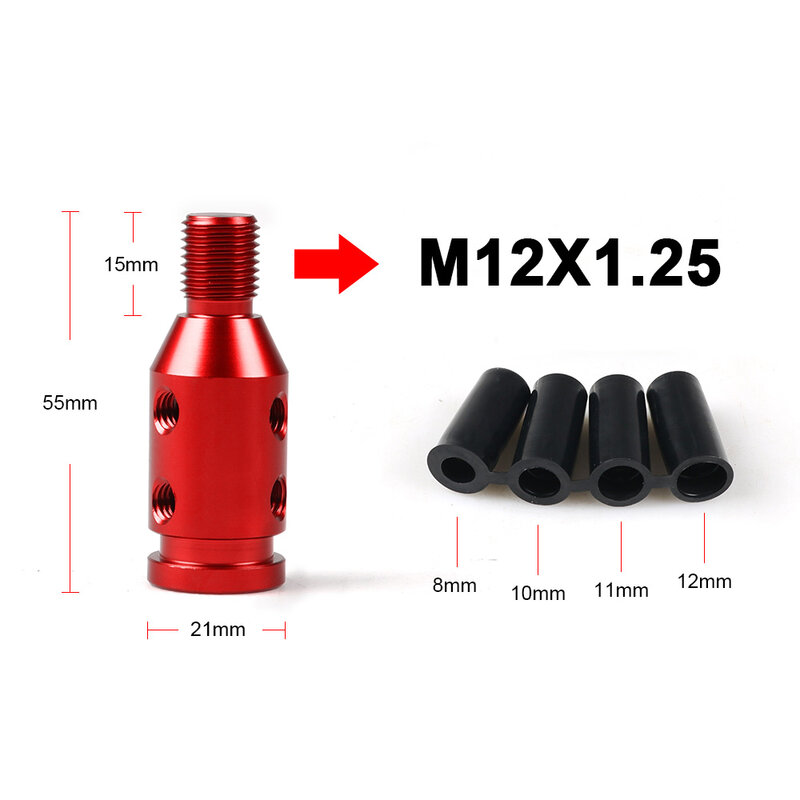 Untuk M10x1.5/M12x1.25 Benang Mobil Manual Gear Shift Knob Adaptor Aluminium Paduan
