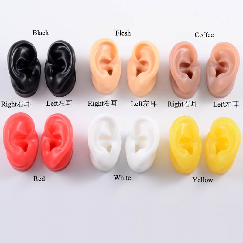 Modelo de ouvido de silicone macio para aparelho auditivo, 1:1 Modelo de ouvido humano, Simulação Display Props, Ferramentas de ensino
