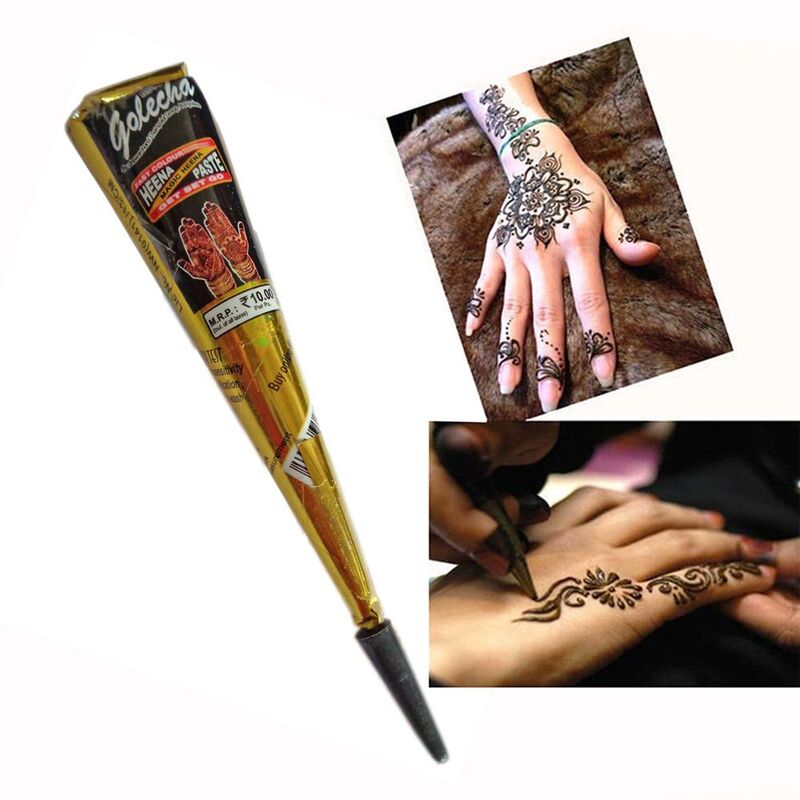 ใหม่ Henna Tattoo วางสีดำสีขาวสีน้ำตาลสีแดง Henna Cones อินเดียชั่วคราว Tattoo สติกเกอร์ Body Art ครีมกรวยขายส่ง