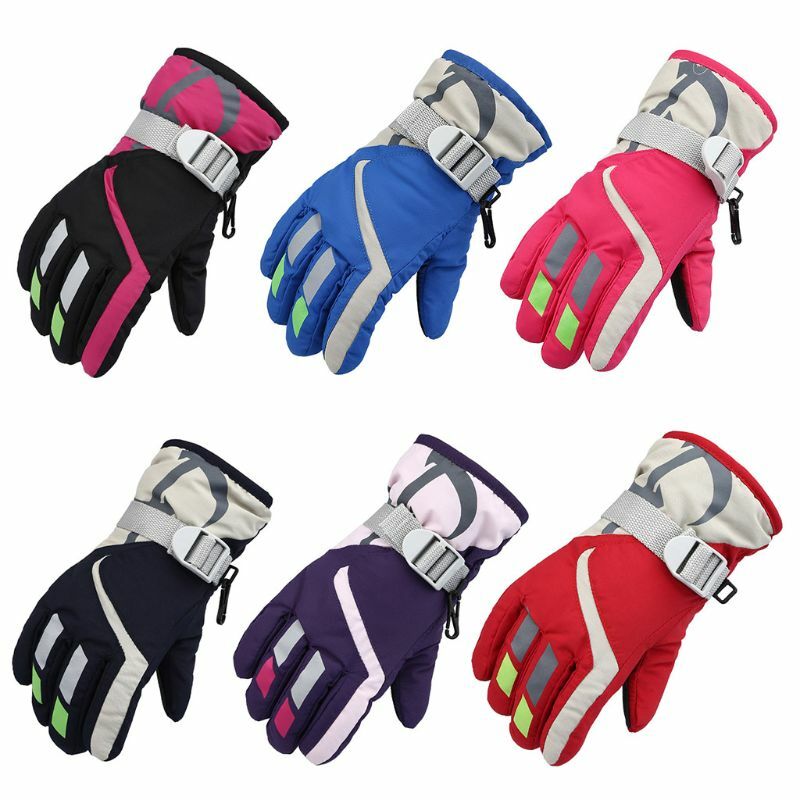 Children Boys Girls Winter Warm Windproof Sports Ski Gloves Kids Breathable Adjustable Glove G99C
