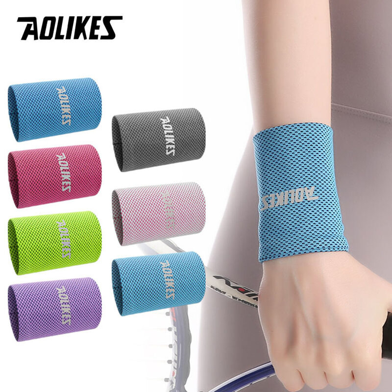 Aolikes 1pc suporte de cinta de pulso respirável gelo refrigeração tênis pulseira envoltório esporte sweatband para ginásio yoga mão suor banda