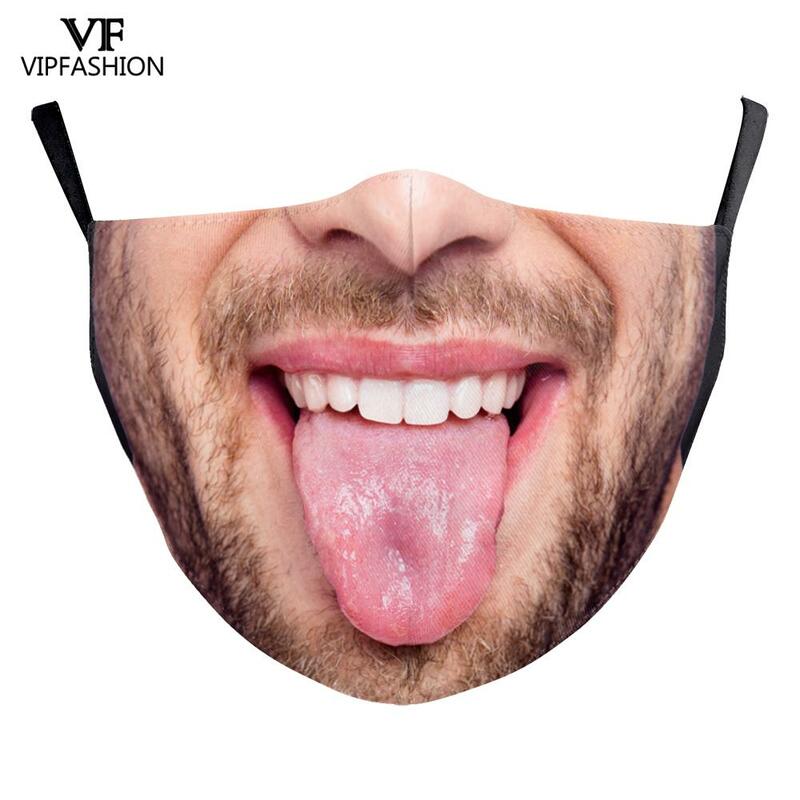 VIP FASHION – masque facial Cosplay pour adultes et enfants, à la mode, motif à grande bouche, lavable et réutilisable, livraison directe