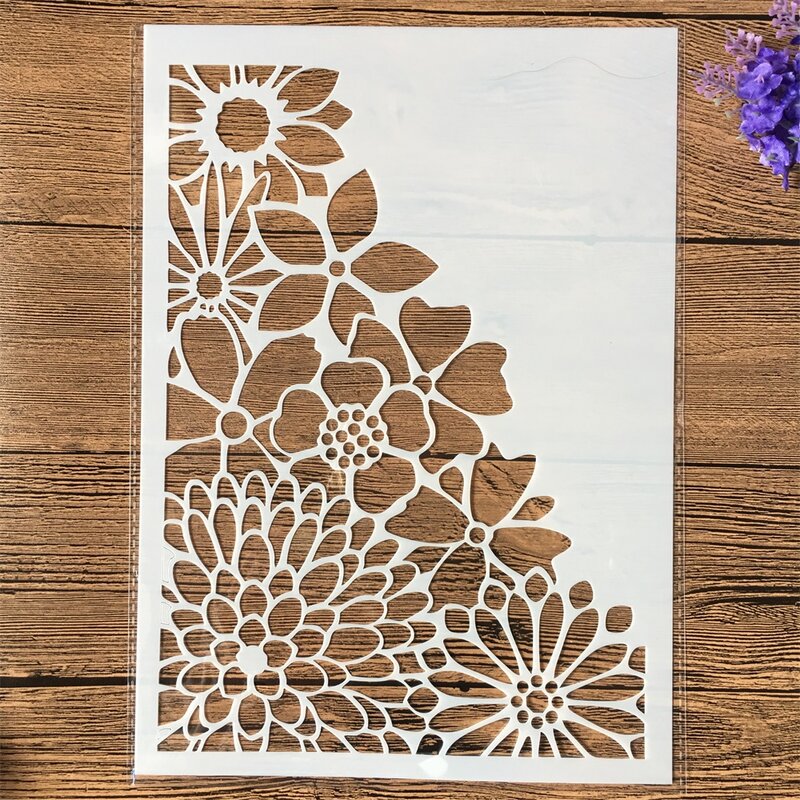 1Pcs A4 Halb Chrysantheme Blume DIY Schichtung Schablonen Wand Malerei Sammelalbum Färbung Präge Album Dekorative Vorlage