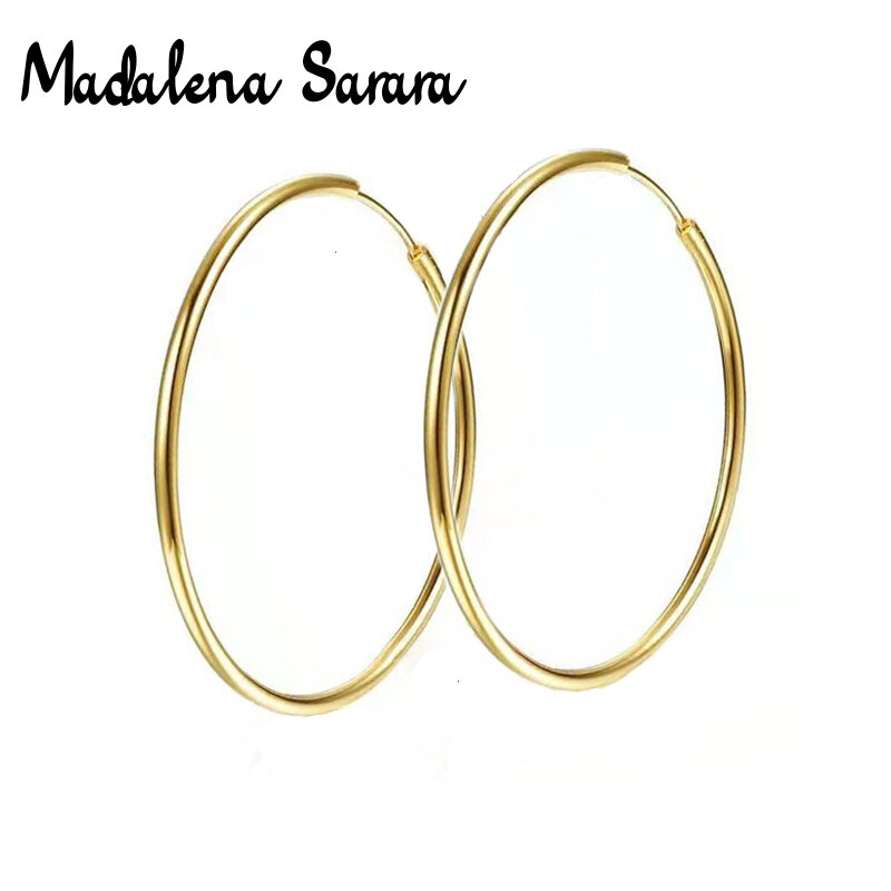 MADALENA SARARA-pendientes de oro puro de 18k para mujer, aretes colgantes circulares simples, oro amarillo, oro rosa AU750, 22mm
