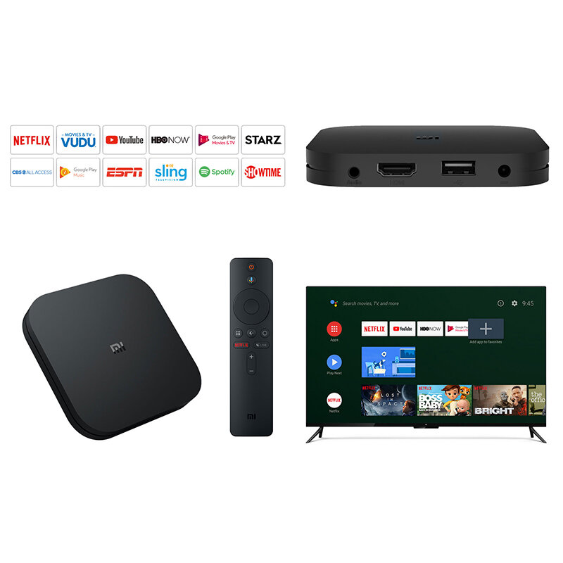 Originale Globale Xiao mi mi TV Box S 4K HDR Android TV 8.1 Ultra HD 2G 8G WIFI Google Cast Netflix IPTV Set top Box 4 Lettore Multimediale