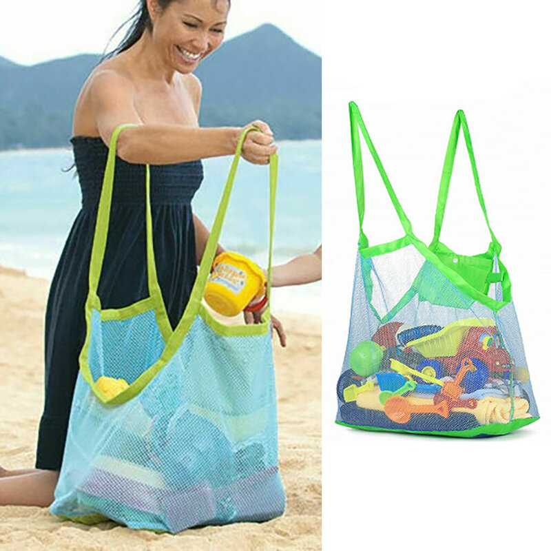 Bolsa de playa portátil, bolsa de almacenamiento de juguetes plegable, bolsa de arena de drenaje de malla para niños, bolsas organizadoras para natación y deportes al aire libre D30