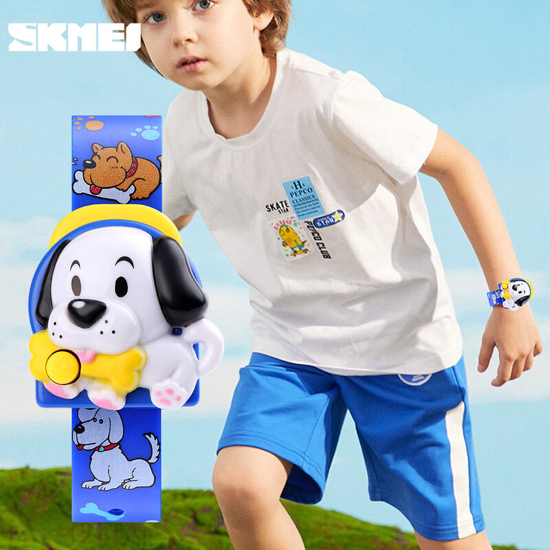 Crianças relógio criativo cão adorável dos desenhos animados brinquedos led relógio digital crianças relógios para meninos meninas criança skmei marca hora