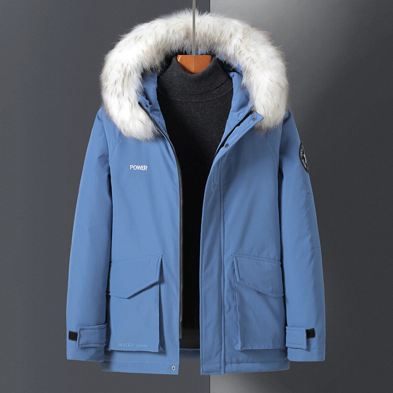 Jaqueta masculina para baixo casaco de inverno parka gola de pele blusão para baixo jaqueta espessamento masculino casual outono quente jaqueta de inverno masculino
