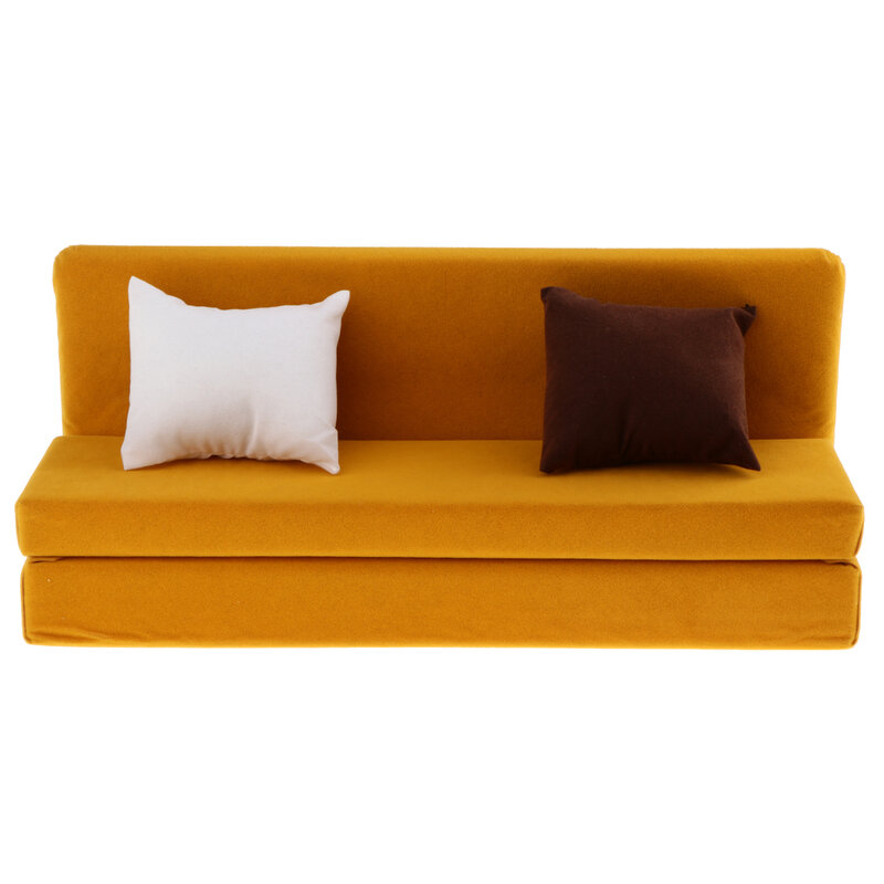 1/6 długa Sofa kanapa z poduszkami na 12 Cal figurka lalki domek dla lalek meble do salonu akcesoria Decor Toy