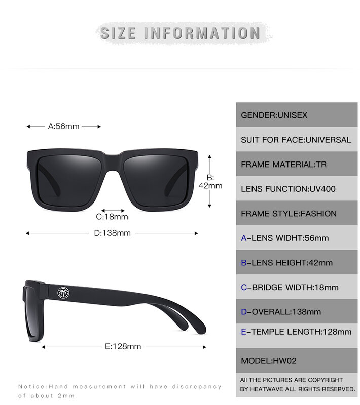 Óculos de sol polarizados para homens e mulheres, Heat Wave Brand, óculos de sol, luxo, alta qualidade, novo, UV400