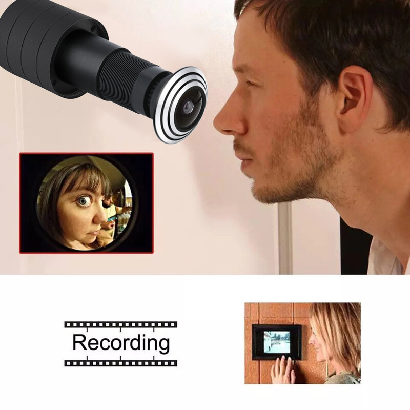Tuya Wifi Deur Eye Camera Mini Kijkgaatje Deur Wifi Ip Camera 1.6Mm Groothoek Fisheye 2Way Audio Build-in Speaker Tf Card Slot