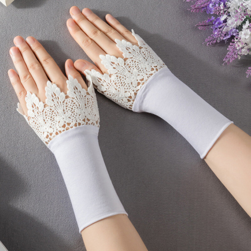 White Lace Detachable Cuffs For Women Sweater Vintage Black Nay Grey Apricot Flase Lace Wrist Cuffs DIY Decorated Sleeve Cuffs