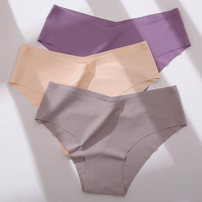 กางเกงในไร้รอยต่อ2ชิ้น/เซ็ตสำหรับผู้หญิงชุดชั้นในเซ็กซี่กางเกงในเอว V desgin ขนาดพลัสไซส์บราซิลกางเกงในกางเกงในสตรี