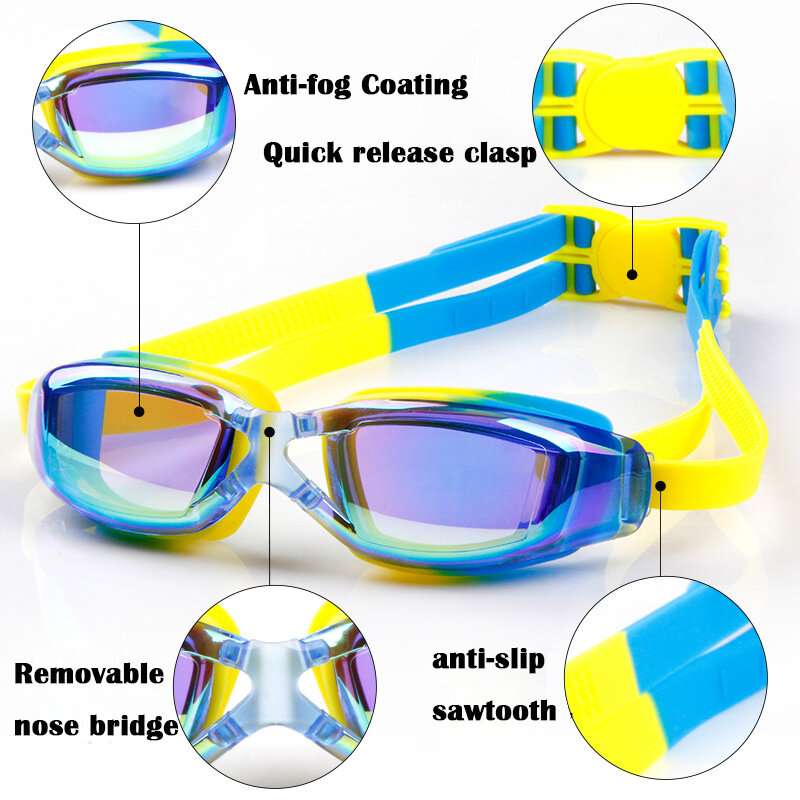 Children's Professional Swimsuit Goggles Swim Shurt Uv Swimsuit Glasses Electric Waterproof Silicone Swimming Kids Glasses