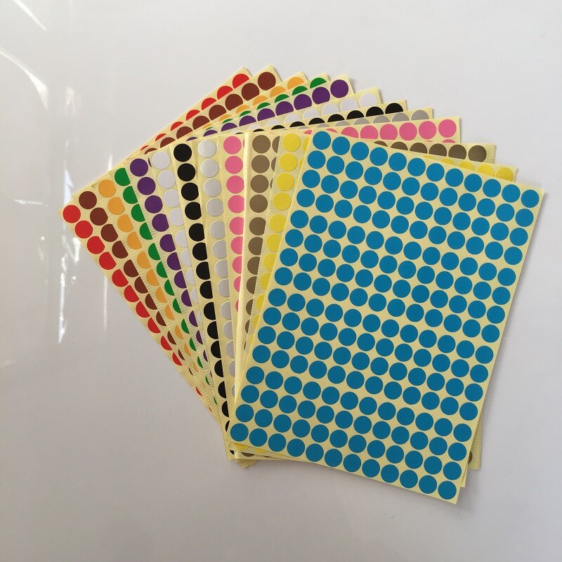 Круглые наклейки с кодированием, самоклеящиеся наклейки, для школы и офиса, от поставщика, маленькие круглые наклейки с точками, разные цвета, 6 мм, 10 мм, 16 мм