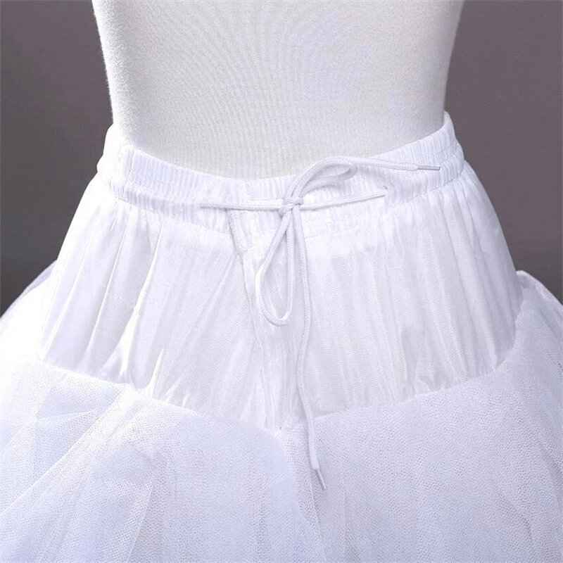 Aksesori pernikahan A-Line putih gaun bola Tulle rok tanpa tudung rok dalam Crinoline rok pinggang Jupon dapat diatur