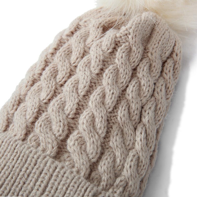 Детская зимняя шапка, вязаная шапка с помпоном для малышей, искусственная шапка с хлопковой подкладкой, детская зимняя теплая Модная шапка с помпоном из меха