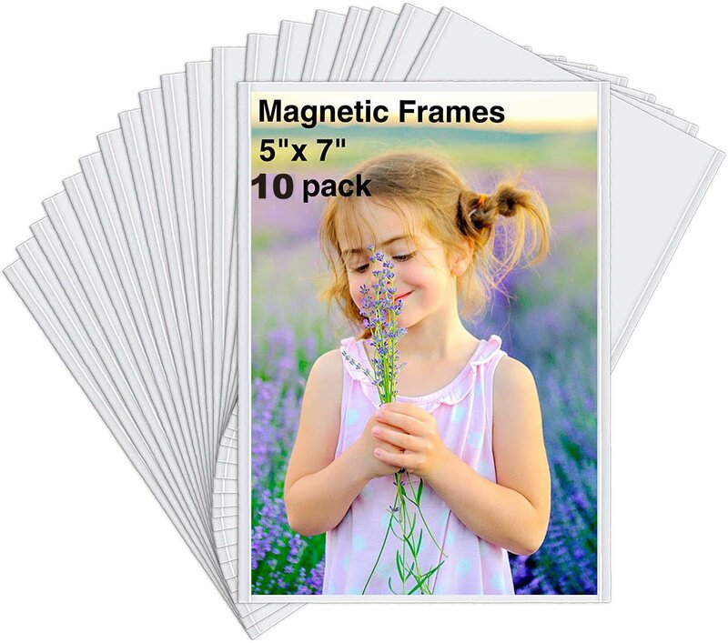 Magnetic Photo Frames for Refrigerator 4R 5R 10Pack Fridge Magnets Picture Frame Photo Sleeves Protected by Removable Film