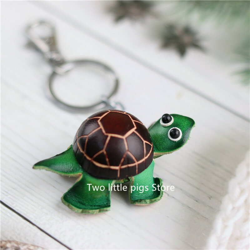Cowhide Mini Simulation Small Turtle Animal Toy Creative Gift Keychain Couple Pendant Backpack Accessories