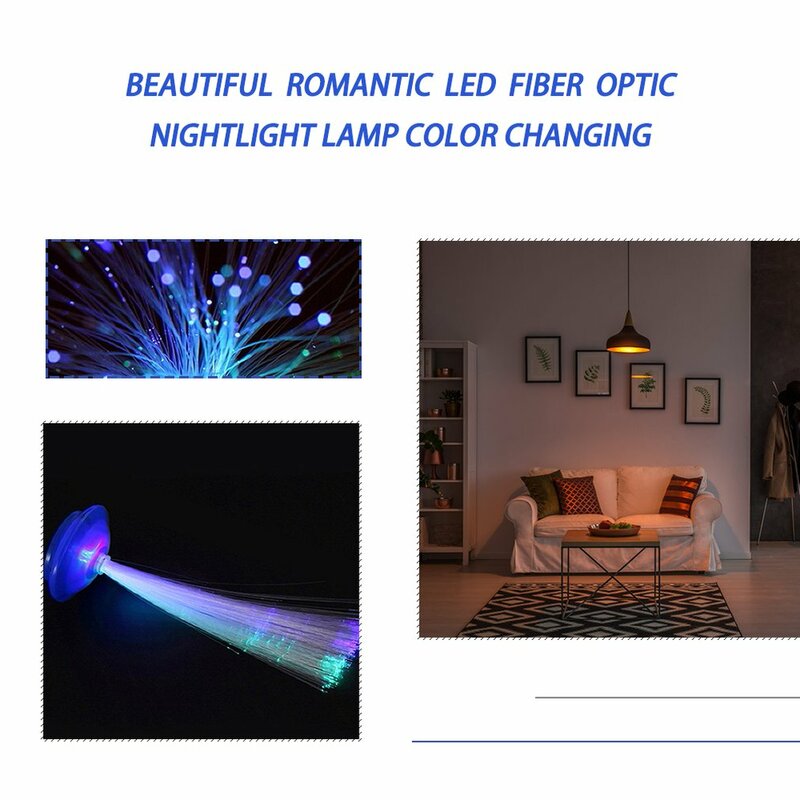 2024 Hot Romantic Color Changing LED Fiber Optic Nightlight Battery Powered Christmas Lamp for Party Home Decoration
